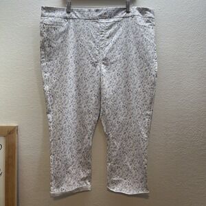 NWT Womens MARIO SERRANI Comfort Stretch‎ Cuff White Blue Floral Capri Size XXL